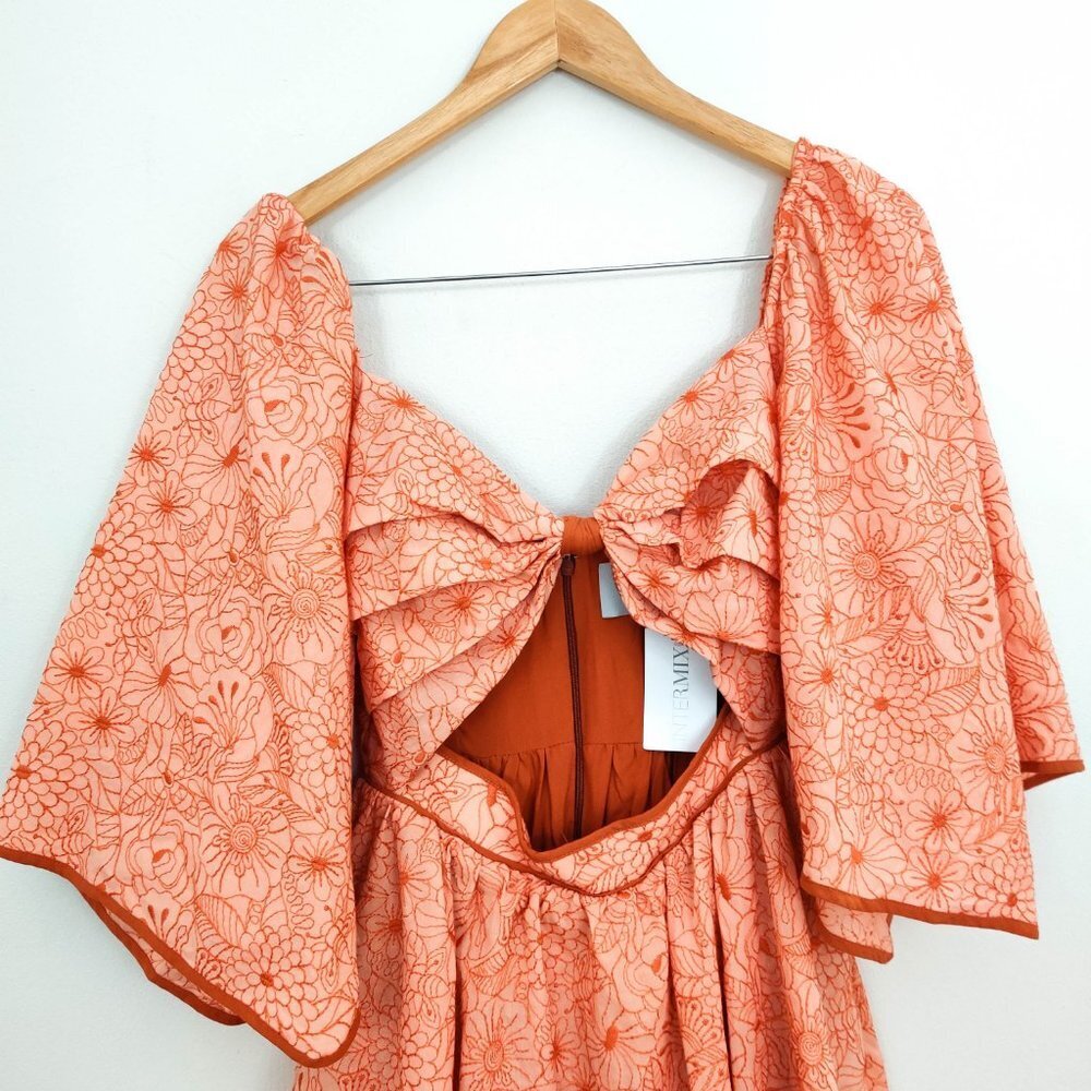 Azulu Maiori Cut-Out Embroidered Mini Dress in Orange XS - Picture 5 of 13